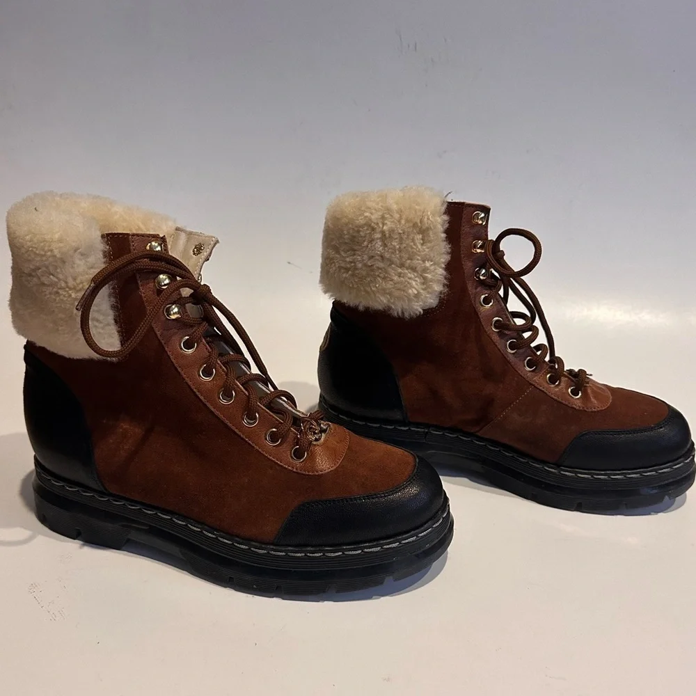 Brother Vellies Women's Alps Shearling Trim Hiking Boots